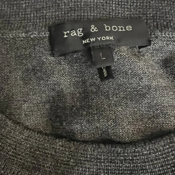 Rag & Bone Sweater Blouse Colorblock Long Sleeve Knitted Gray Cream Size Large - Picture 10 of 10